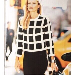 Carlisle Highrise Genuine Leather Jacket Black & White Women Size 4